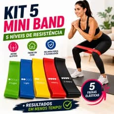 Elástico Para Exercícios Kit 5 Faixas Elásticas Mini Band Fisioterapia Pilates Yoga Treino