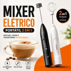 Mixer Elétrico Portátil 2 em 1 Misturador Elétrico Para Café Cappuccino Shake Drinks USB Bivolt