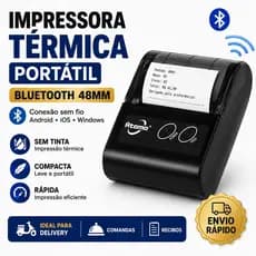 Impressora Portátil Via Bluetooth Térmica 48mm Recibos Comandas Delivery Android iOS Windows MO-5812