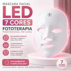 Máscara Facial LED 7 Cores Skin Care Rejuvenescimento Anti Acne Clareamento Redução de Poros