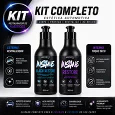 Kit Restaurador Plasticos Interno e Externo TOP 2em1 Toque Seco Revitaliza UV Carro Moto 300+300ml