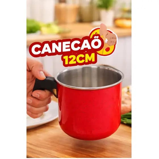 canecao leiteira fervedor tam 12cm aluminio vermelho