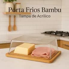 Porta Frios Bambu Tampa De Acrílico Presunto Queijo Mesa Posta Organização Cozinha ENVIO IMEDIATO