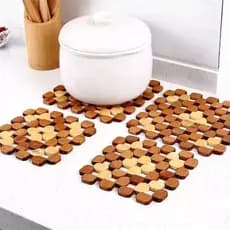 Kit 6 Descanso De Panela de Bambu Suporte Protetor Térmico Multiuso para Cozinha ENVIO IMEDIATO