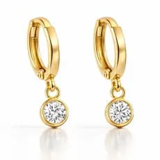 Brinco Argolinha Ponto de Luz folheado  18k,  semijoia prata 925, antialérgico, casual, infantil, feminino