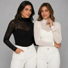kit Blusa de Tule PREMIUM Preta e Off / tendencia Revenda Atacado