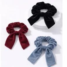 Xuxinha Feminina Veludo 2 em 1 Laço Grande Scrunchie Luxo Alta Qualidade