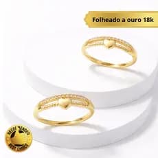 Anel folheado coração premium com zirconias-banhado prata 925 ou ouro 18k com garantia
