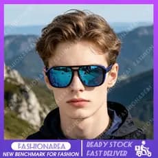 (FASHIONAREA) Estilo Esportivo Caminhadas Corrida Praia Pesca Personalidade Aro Completo Óculos De Sol Unissex Polarizad