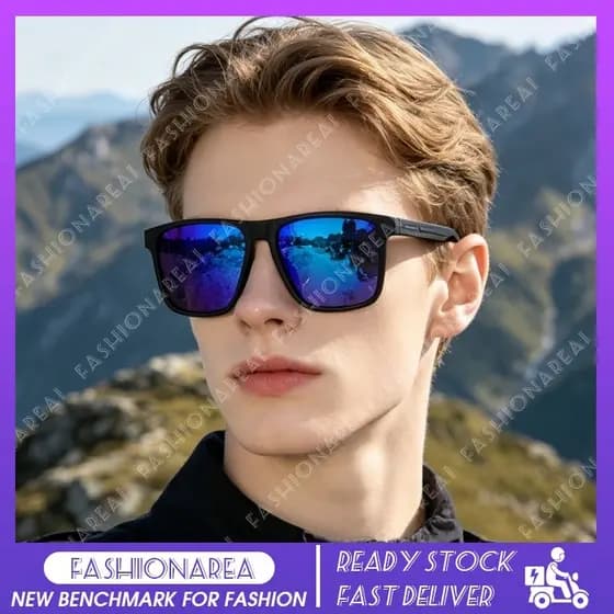 (FASHIONAREA) Estilo Esportivo Caminhadas Corrida Praia Pesca Personalidade Aro Completo Óculos De Sol Unissex Polarizad