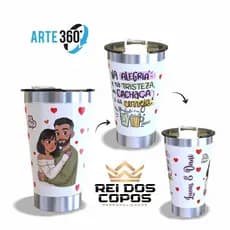 Copo Térmico Personalizado 473ml Com Sua Arte Colorida Estampado 360° Com Tampa