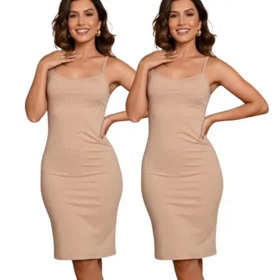 Vestido Segunda Pele Feminino Tubinho Midi Anágua Vestido Confortavel