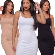 Vestido Tubinho Midi Segunda Pele Feminino Anágua