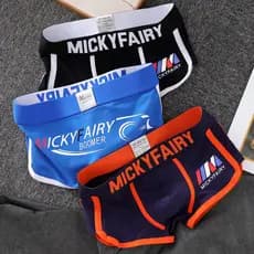 Cuecas boxer esportivas masculinas MICKYFAIRY tamanho grande algodão estampado cuecas boxer masculinas