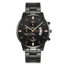 Relógio de pulso com pulseira de aço, mostrador grande, relógio de quartzo com três submostradores, relógio masculino pa