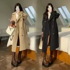 Casaco trench coat feminino de comprimento médio para figuras pequenas, nova moda de outono 2026, casaco de outono elega