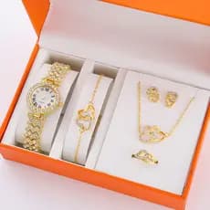 Senhoras relógio moda elegante luxo Boutique conjunto caixa de presente relógio feminino + pulseira + conjunto de jóias