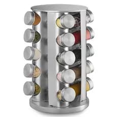 Porta Tempero Giratório 20 Potes Vidro e Inox Organizador de Condimentos Cozinha 360°