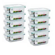 Kit Potes Vidro Hermético 640ml Marmita Freezer Micro-ondas Forno Air Fryer