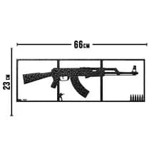 Quadro Decorativo CS:GO AK-47 Efeito Carbono–Conjunto 3 Partes | 66cm Montado | Decoração para Setup