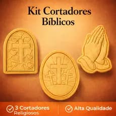 Kit Cortadores de Bolacha/Biscoito Bíblicos - 3 Cortadores Religiosos