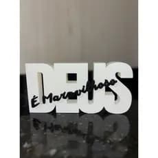 Decorativo letreiro Deus é Maravilhoso para decoração em sala, quarto, escritório