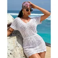 Saída de Praia Feminina Tricot Moda Verão
