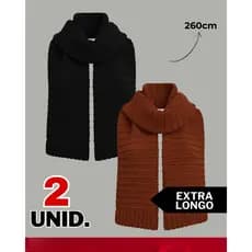 Kit 2 Peças Cachecol Tricot Unissex Inverno Tricot Malha Lã Cachecol Masculino Inverno