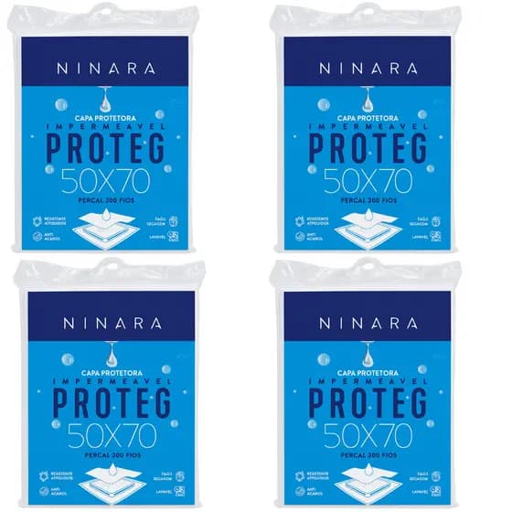 Kit 4 Uni - Capa para Travesseiro Capa Impermeável Ninara