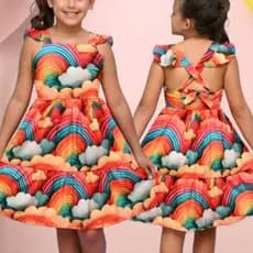 Vestido Infantil Menina Princesa Luxo Colorido Confortável Alegre