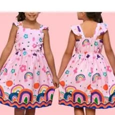 Vestido Infantil  Menina  Estampado Festa Princesa Alegre