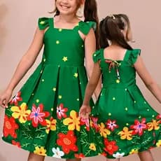 Vestido Infantil Menina  Estampado Festa Princesa Alegre Confortável