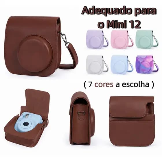 Capa Protetora Para A Câmera Portátil Instax Mini 12, Em Couro Sintético, Com Alça De Ombro,Case Para Mini 12