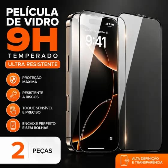 Protetor De Tela De Vidro Temperado 9h Para Iphone 15/16/17 Pro/Pro Max, Instalação Rápida, Sem Bolhas, 2 Unidades
