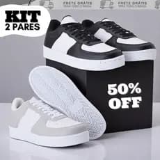 KIT 2 PARES: Tênis Feminino e Masculino - Casual Dia a Dia - Tam 33 a 43 - Uso Duradouro