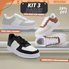 KIT 3 PARES - Tênis Casual Masculino Feminino Direto da Fábrica 34 ao 43  - Envio Rápido