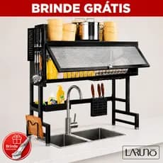 Escorredor de Louças Suspenso Sobre Pia Kitchen Rack Inox com Porta e Organizador + Brinde LARUNO