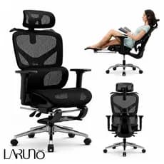 Cadeira de Escritório Ergonômica Reforçada Malha Respirável Ajustes Para Braços, Cabeça, Lombar e Apoio Pés - LARUNO