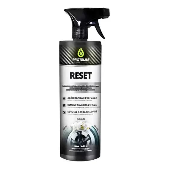 Reset 500ml Protelim Limpador Pneu Borracha Plastico Desencarde Tira Oleo Graxa Sujeira