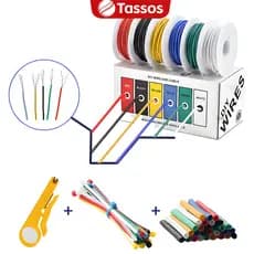 TASSOS Carretel De Fio Trançado 20/22/24/26/28AWG 60M/120M 6 fios jumper de cores diferentes