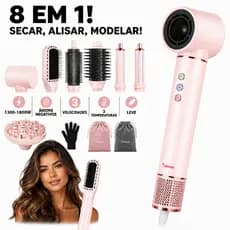 TASSOS Escova Secadora 8 em 1 Íons Negativos Anti Frizz Secador Alisador Modelador Cachos Volume 110V 220V