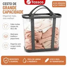 TASSOS Cesto Organizador Multiuso Alta Capacidade Cesto de Roupa Suja Malha Ventilada Resistente para Lavanderia