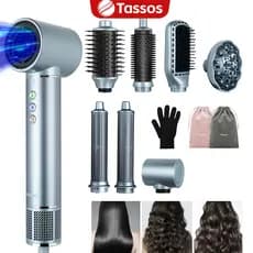 TASSOS Escova Secadora 8 em 1 Conjunto De Secador– Escova Anti-Frizz de Alta Velocidade Alisa,Enrola e Seca Rápido