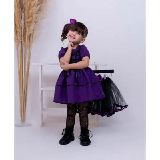 Vestido Bruxa/ Vestido Infantil Halloween / Bruxa / Fantasia Bruxinha / Fantasia Infantil Bruxa / Vestido Bruxinha