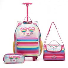 Kit Mochila Estojo Lancheira Menina Rodinha Espaçosa Bolsa Escolar Guelph Viagem