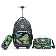 Kit Mochila Lancheira Estojo Guelph Escolar Masculino Rodinha Ampla