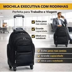 Guelph Mochila com Rodinhas Executiva Notebook Trabalho Reforçada Durable Viagem Faculdade