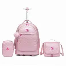 Guelph Kit Mochila Escolar Rodinhas Lancheira Estojo Espaçosa Reforçada Passeio Viagem Menina