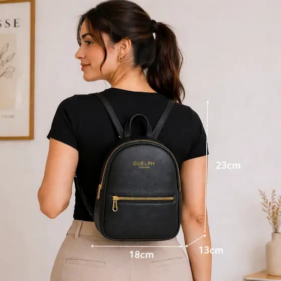 Mini Mochila Feminina Casual Antifurto Couro PU Guelph Canada Pequena Estilosa Mochilinha Blogueira