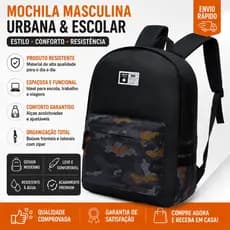Mochila Masculina Guelph Escolar Urbana Resistente 18L Notebook Faculdade Trabalho